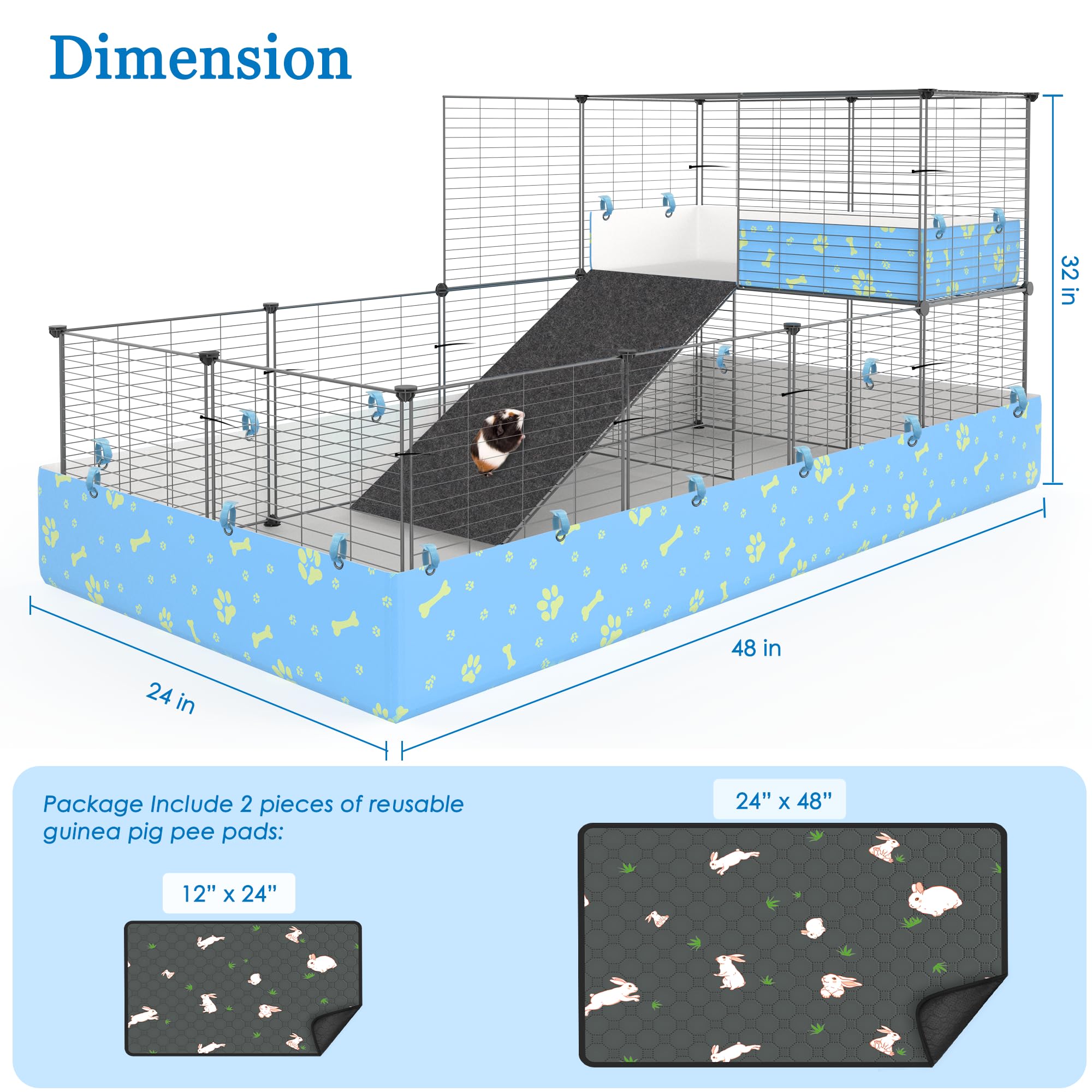 MODESLAB guinea pig cage top view reveals grid spacing and safe enclosure for small pets