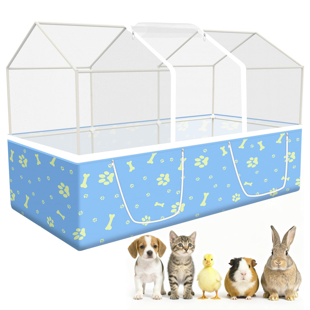 MODESLAB rabbit cage frame assembly shows sturdy PVC construction for durable indoor outdoor use.