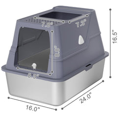Modign XL stainless litter box top-entry view enables easy access and cleaning