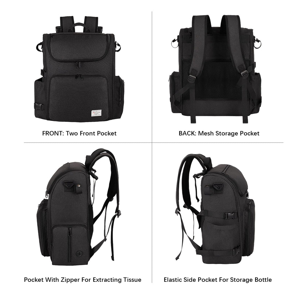 Modoker dog travel bag side pocket keeps waste bags and tissues within quick reach.
