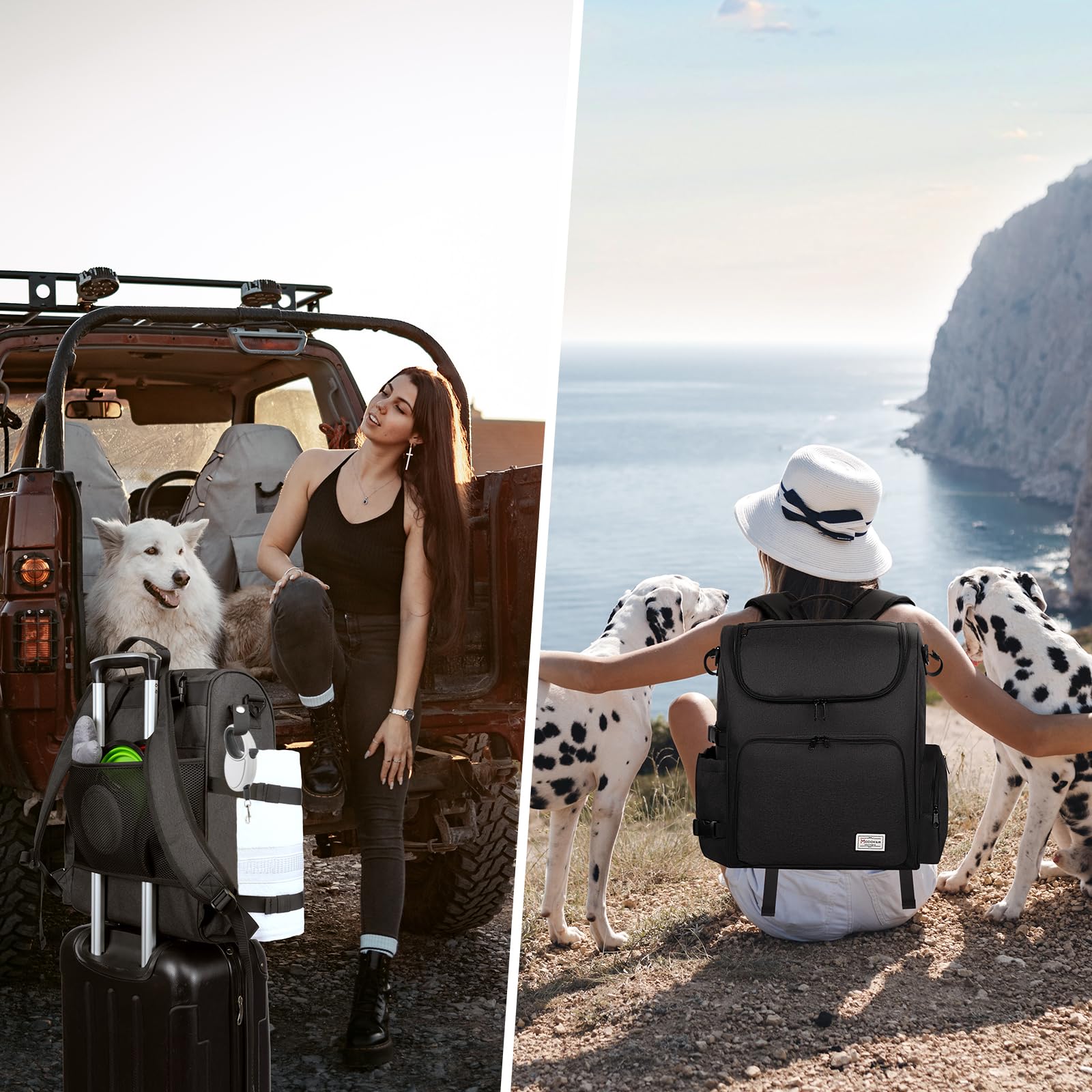 Modoker dog travel bag adjustable shoulder strap supports comfortable handling on walks and flights.