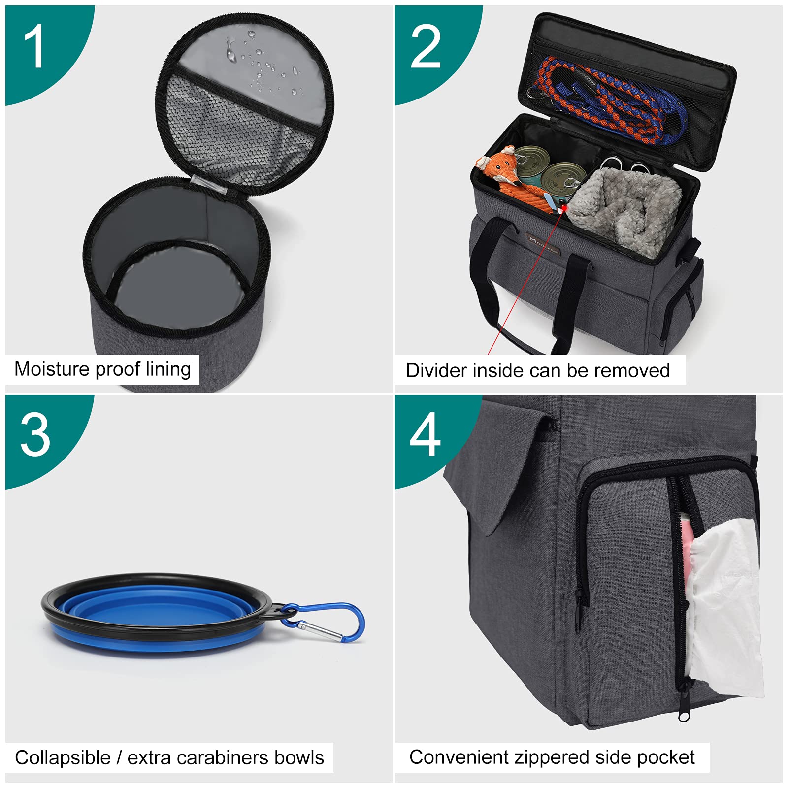 Modoker dog food carriers keep treats neatly contained and accessible