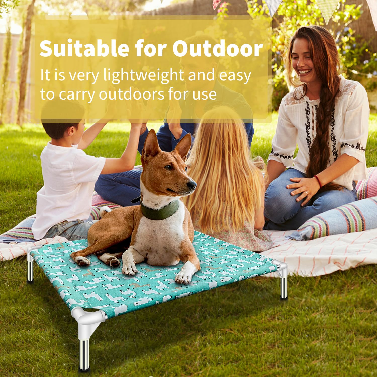 Modorki elevated dog bed soft-cover close-up shows skin-friendly fabric