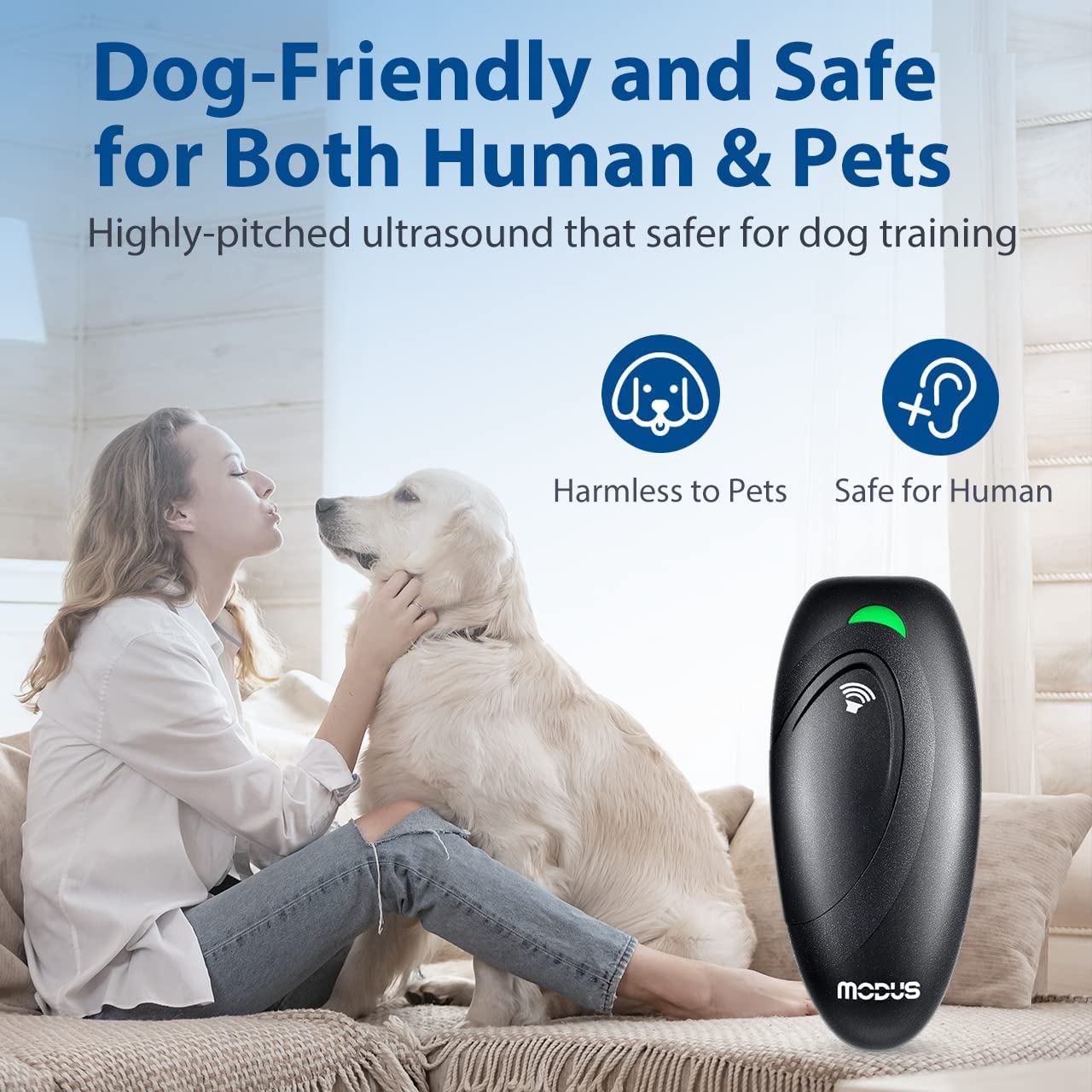 MODUS lightweight dog training device fits in hand for on-the-go use