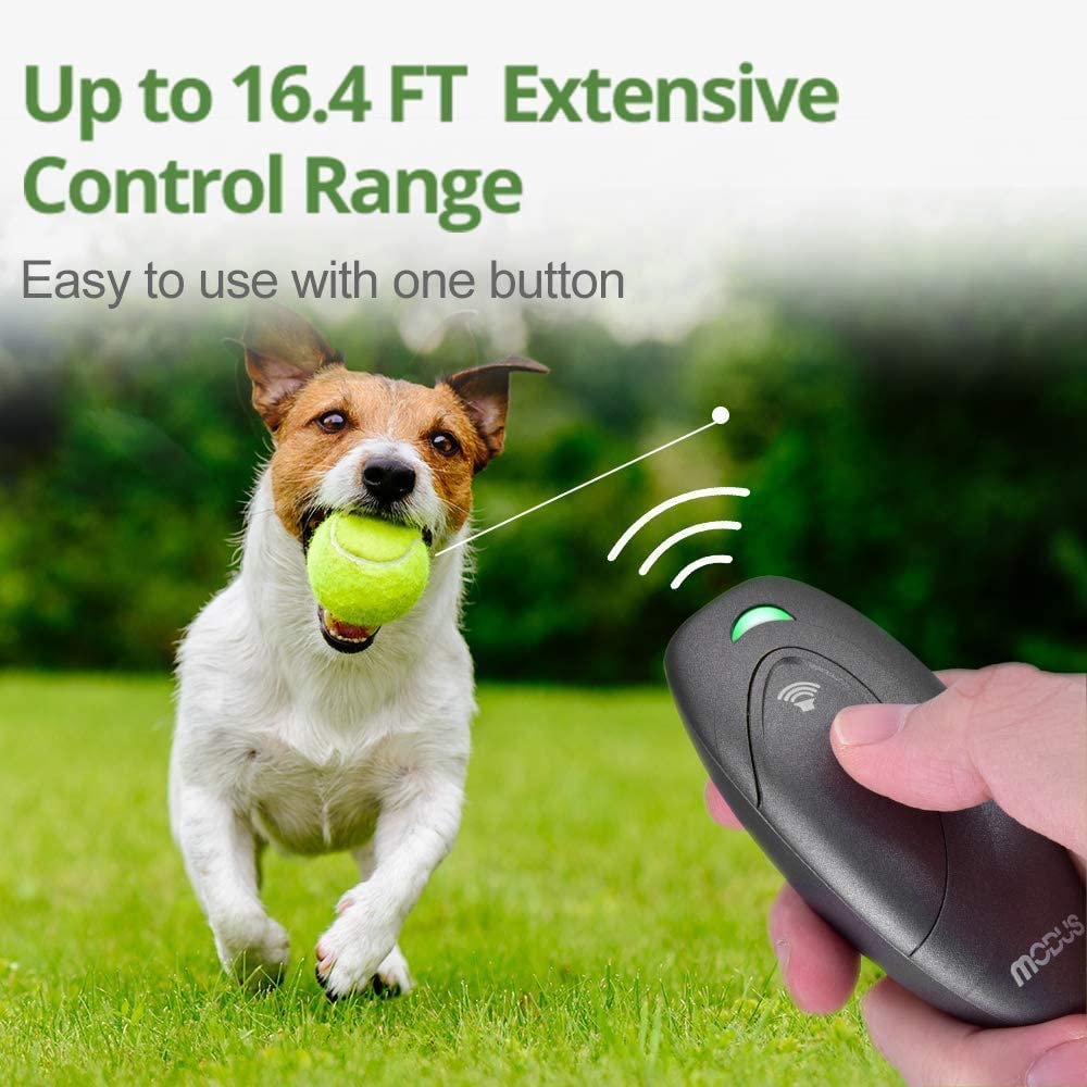 MODUS ultrasonic dog bark deterrent with wrist-strap keeps training within reach and hands-free.