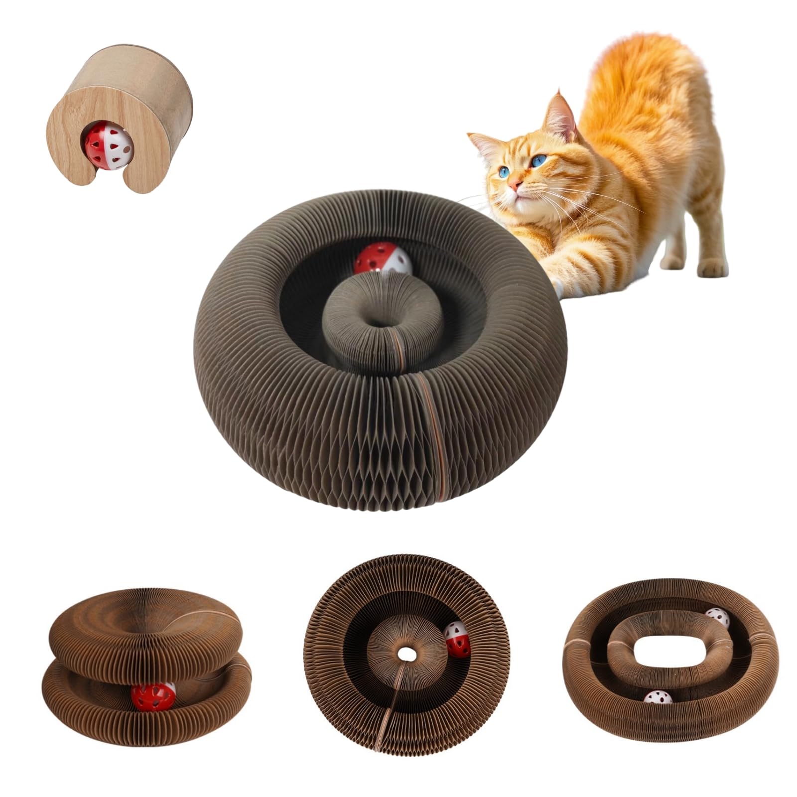 MoeQOassis magic organ cat scratching board in action, promoting interactive play and furniture protection.
