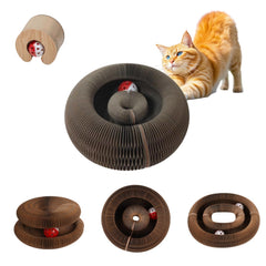 MoeQOassis magic organ cat scratching board in action, promoting interactive play and furniture protection.