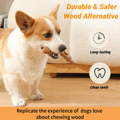 MoeSoce Puppy Chew Toys 6 Pack wood-nylon detail emphasizes safety and durability.
