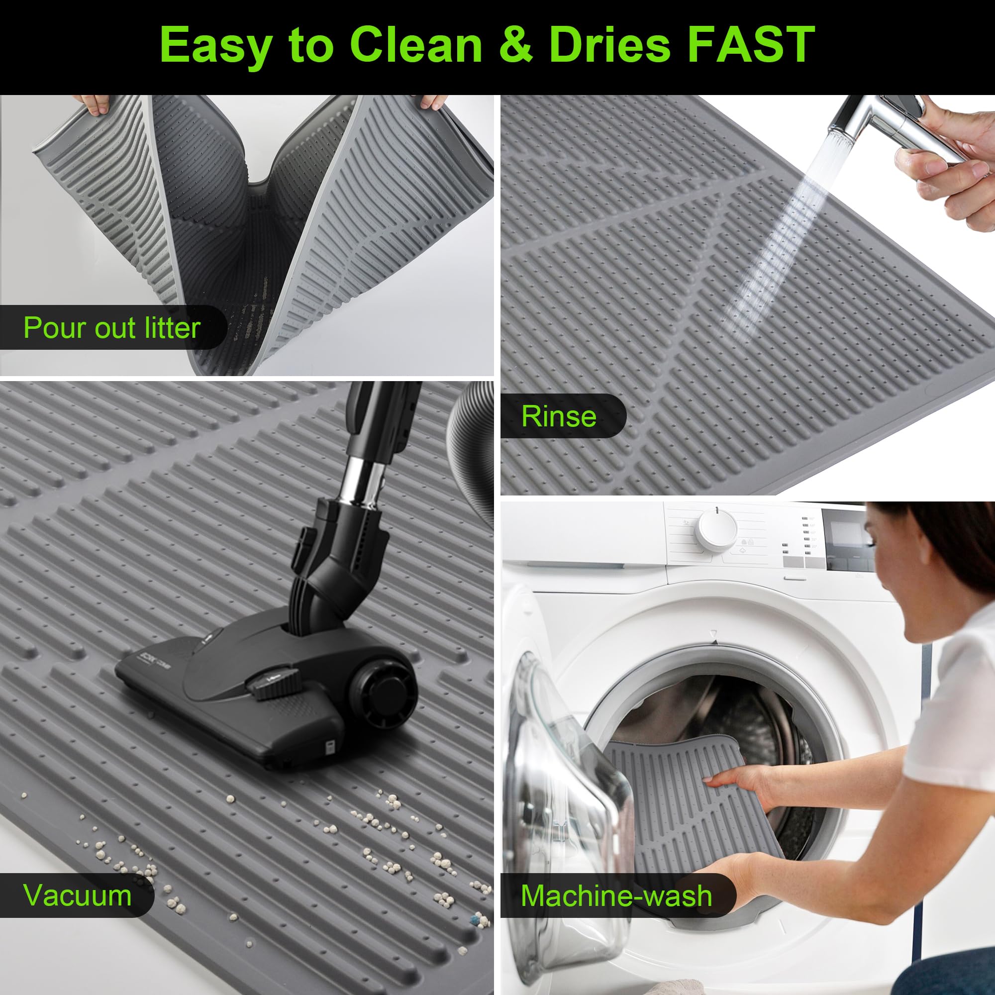 Mofason mat outer edge containment catches stray litter efficiently.