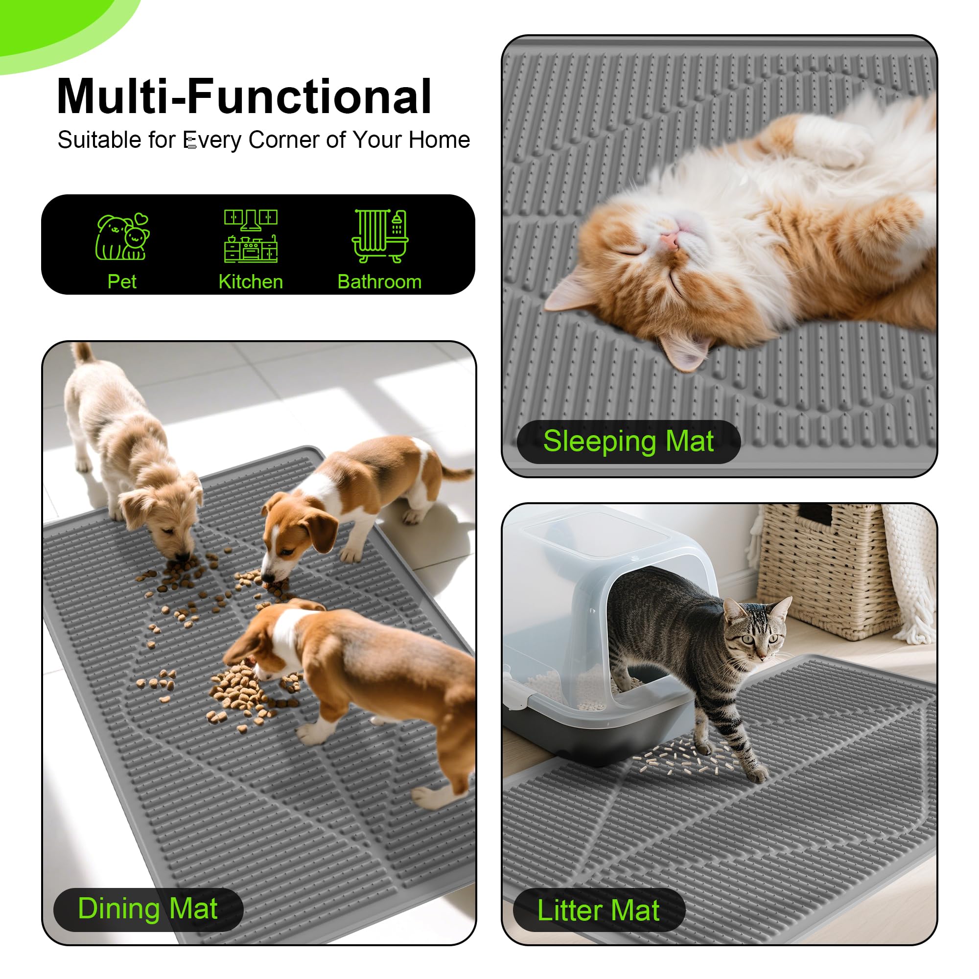 Mofason mat large enough to fit two litter boxes for wider coverage.