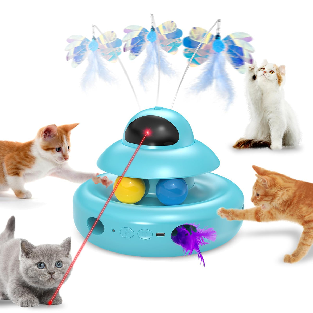 MOHAYA Cat Toys electric-flying-butterfly in action boosts activity and chase.