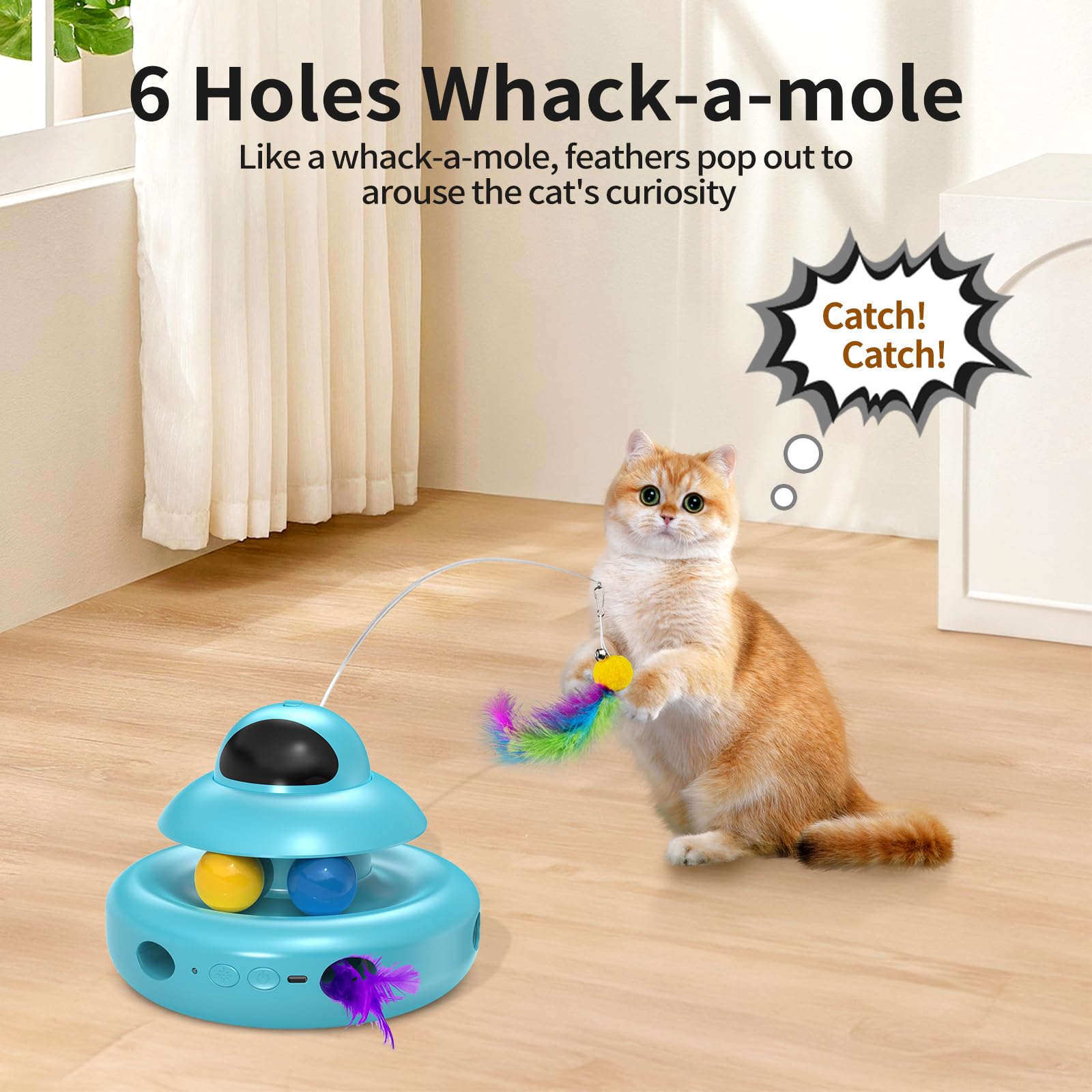 MOHAYA Cat Toys blue design for stylish indoor cat entertainment.