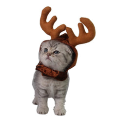 MOHYS Cat Elk Hat front view with festive reindeer antlers for Christmas photos