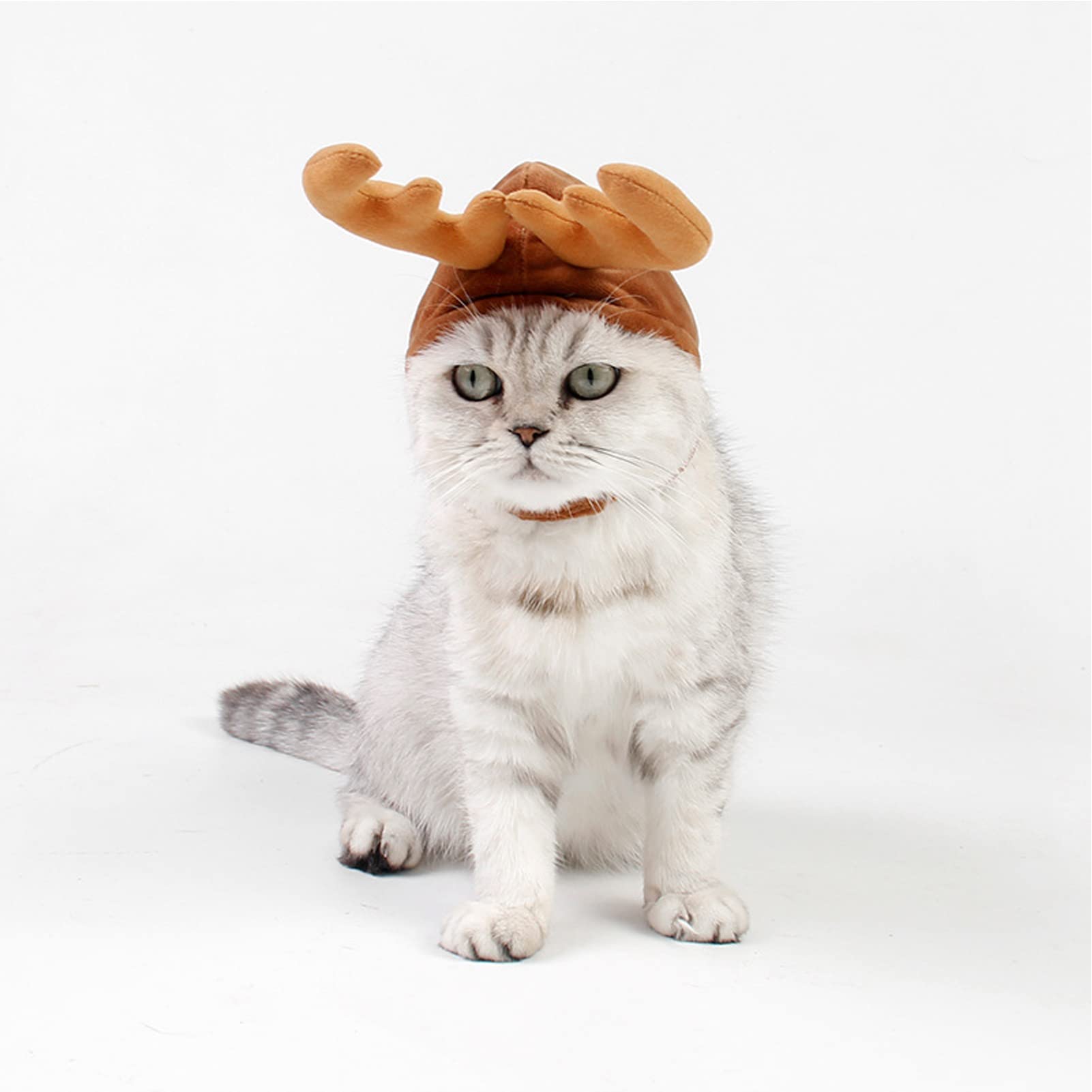 MOHYS Cat Elk Hat side angle showcases plush comfort for cats