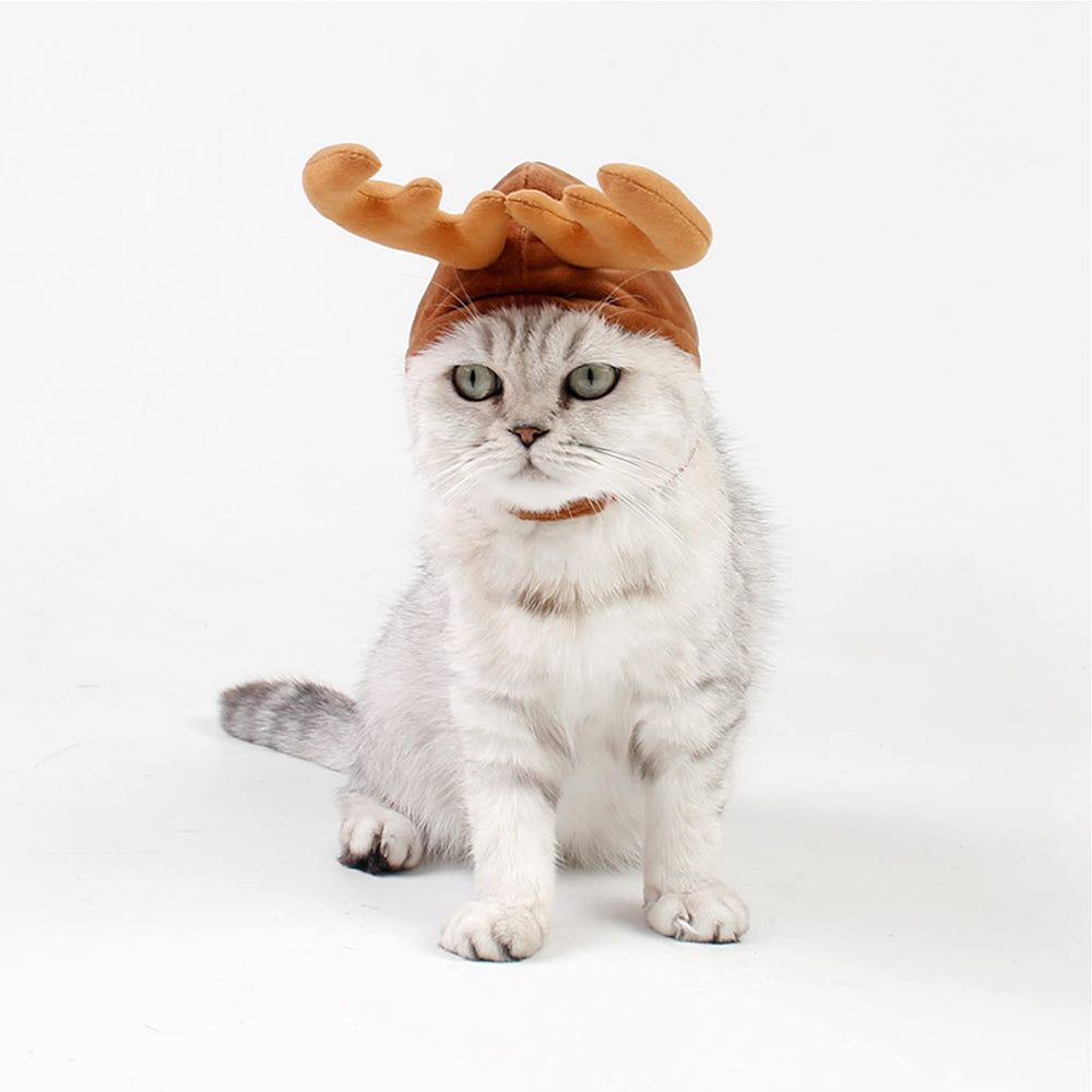MOHYS Cat Elk Hat side angle showcases plush comfort for cats