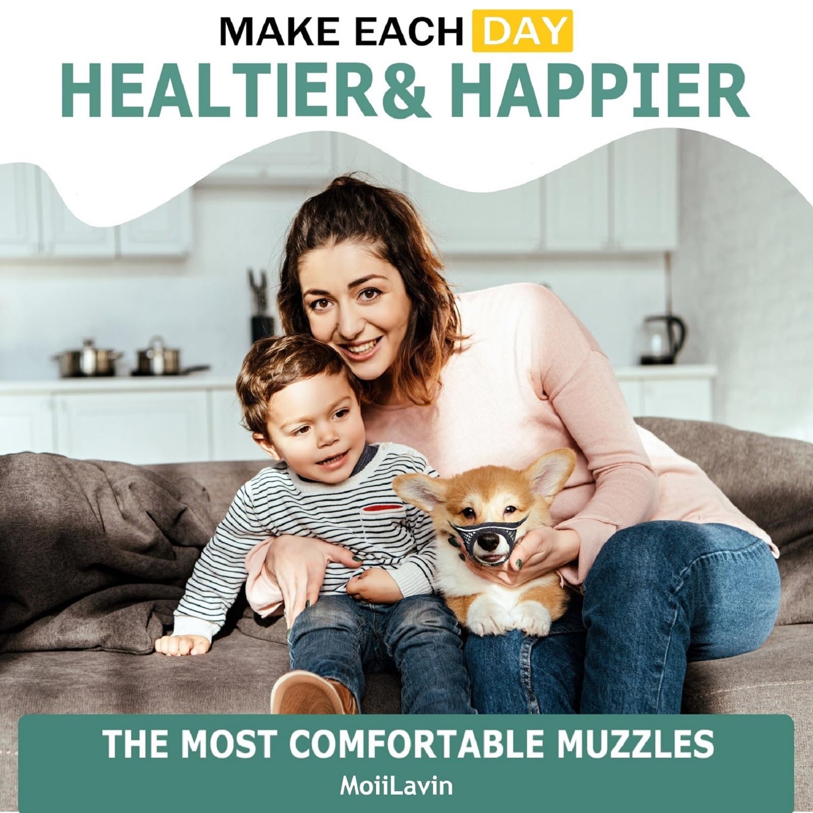 MoiiLavin muzzle used during grooming sessions to keep dog calm