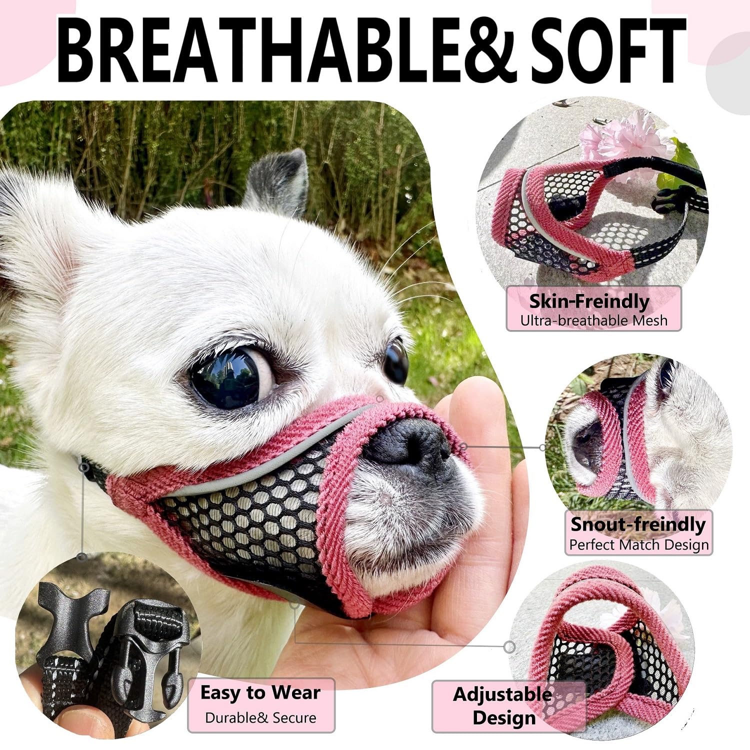 MoiiLavin dog muzzle side view highlights light weight and comfort.