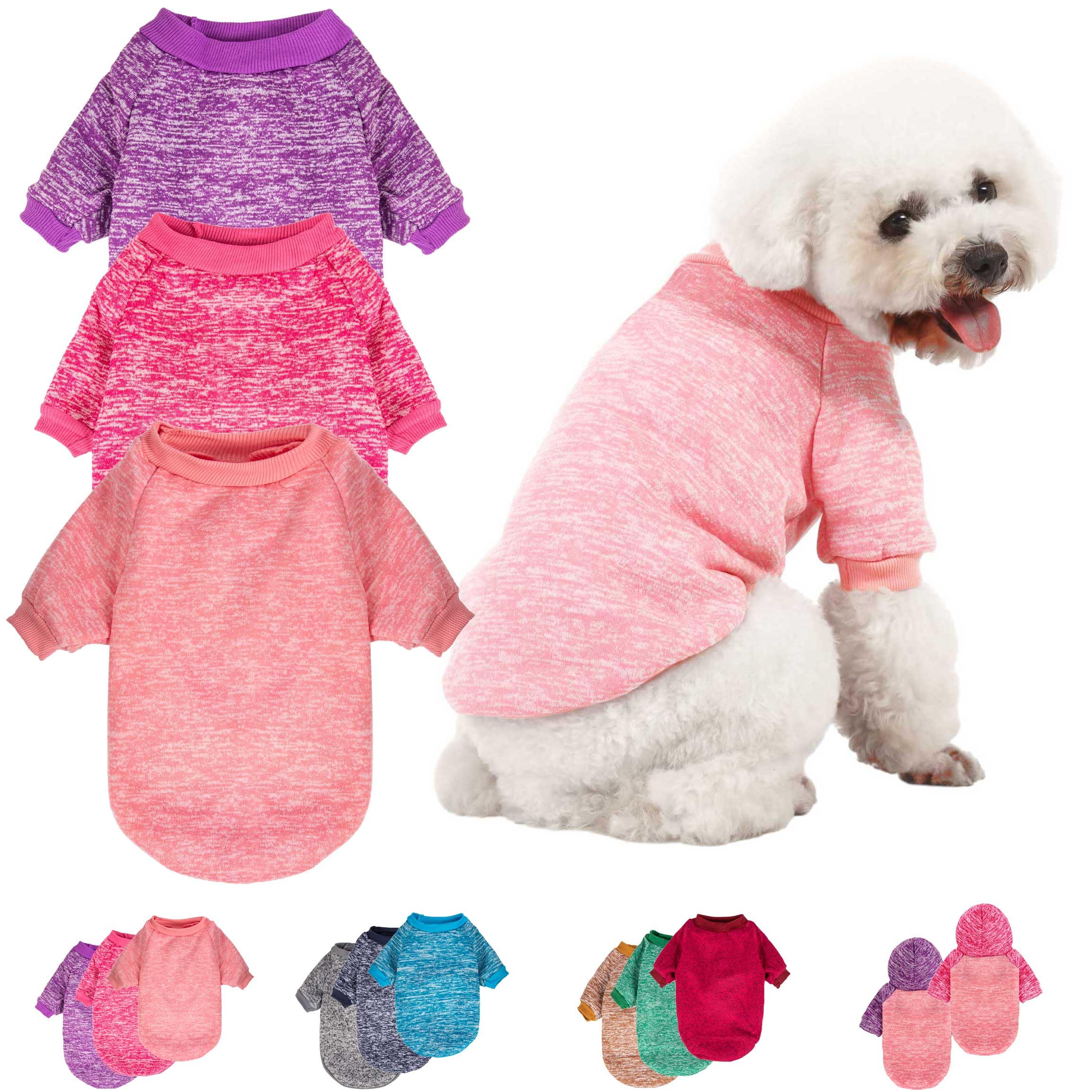 MOIRIG 3-pack dog sweater pink close-up shows soft knit warmth for small pets.
