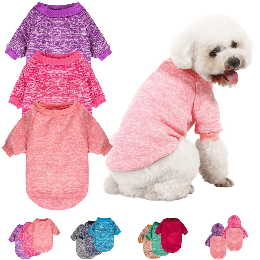 MOIRIG 3-pack dog sweater pink close-up shows soft knit warmth for small pets.