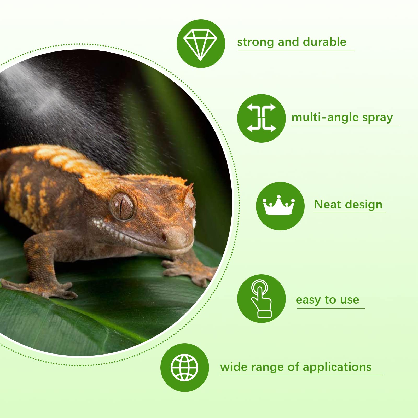 Moistenland reptile terrarium misting kit 360-degree rotation enables flexible coverage.