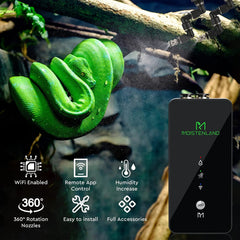 Moistenland WiFi Mister app-control enables remote misting and scheduling.
