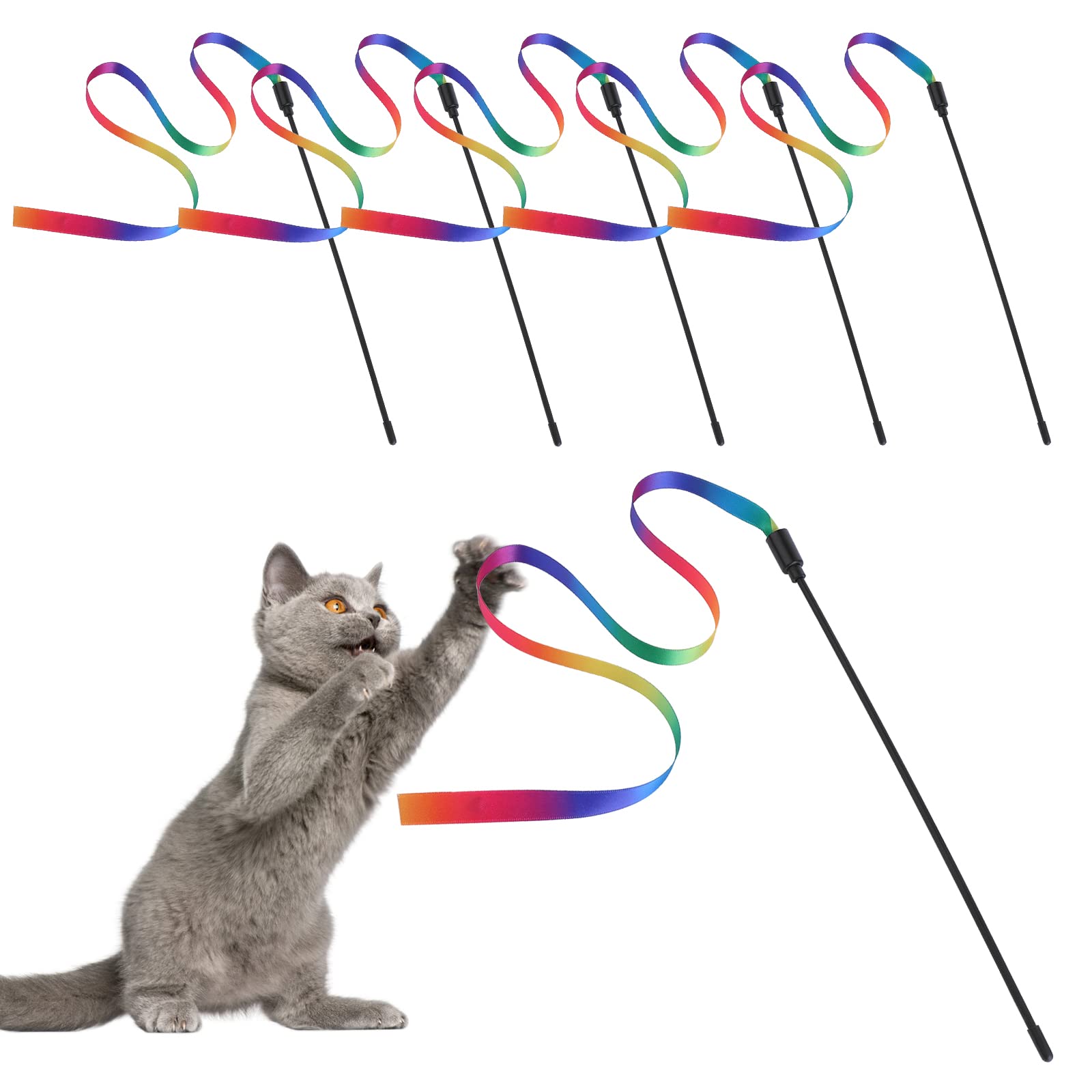 Molain cat wand rainbow gradient captures attention for interactive play sessions.