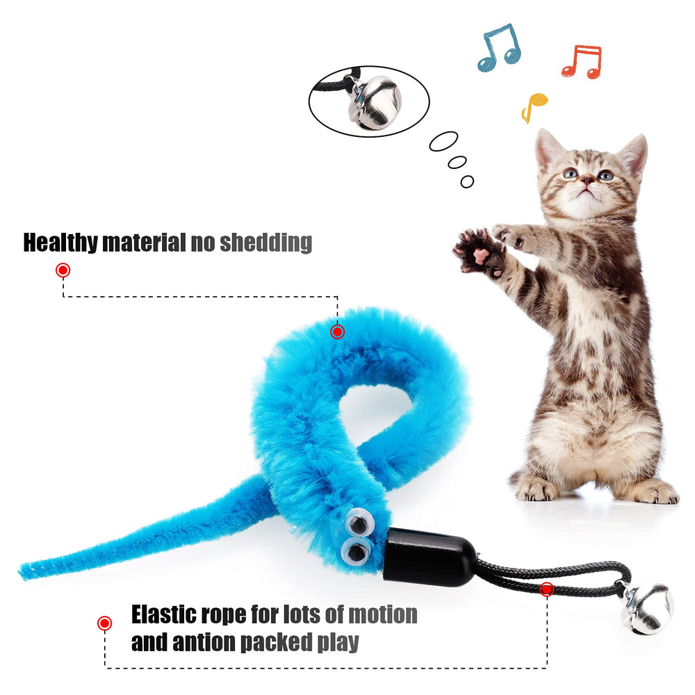 Molain cat wand refill worm-bell blue engages kittens with rustling bell for active play.