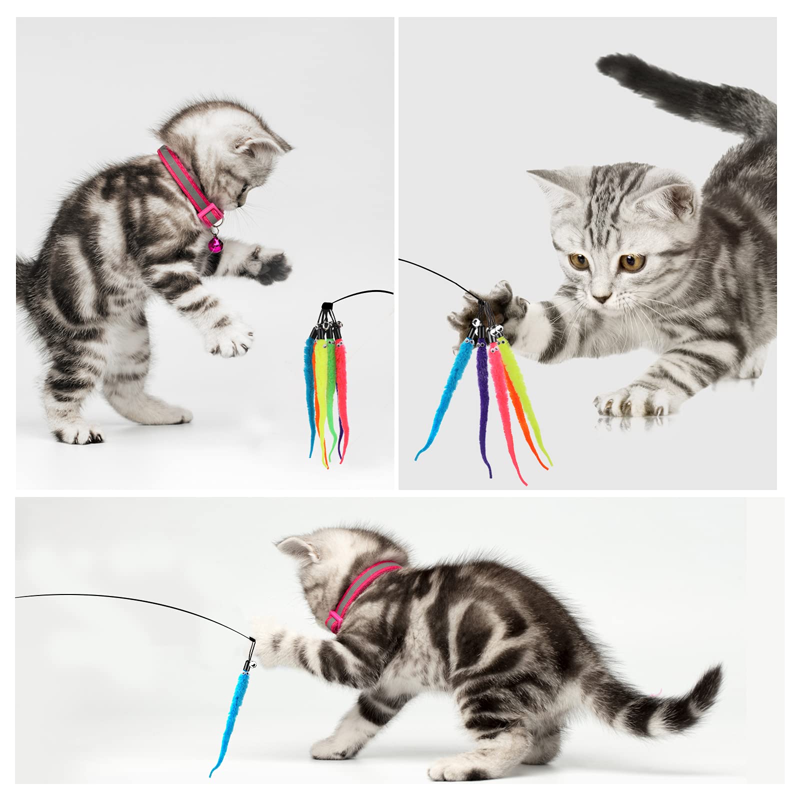 Molain cat wand refill worm-bell purple adds colorful chase and mental stimulation.