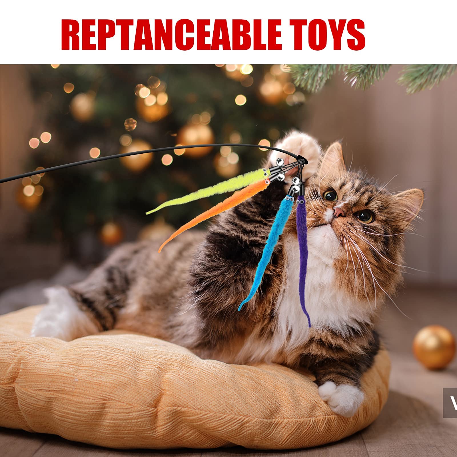 Molain cat wand refill worm-bell yellow promotes energetic, healthy play routines.