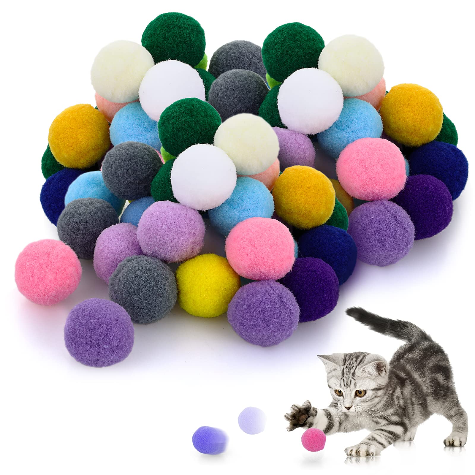 Molain large cat ball 1-inch colorful pom poms inviting playful exploration.