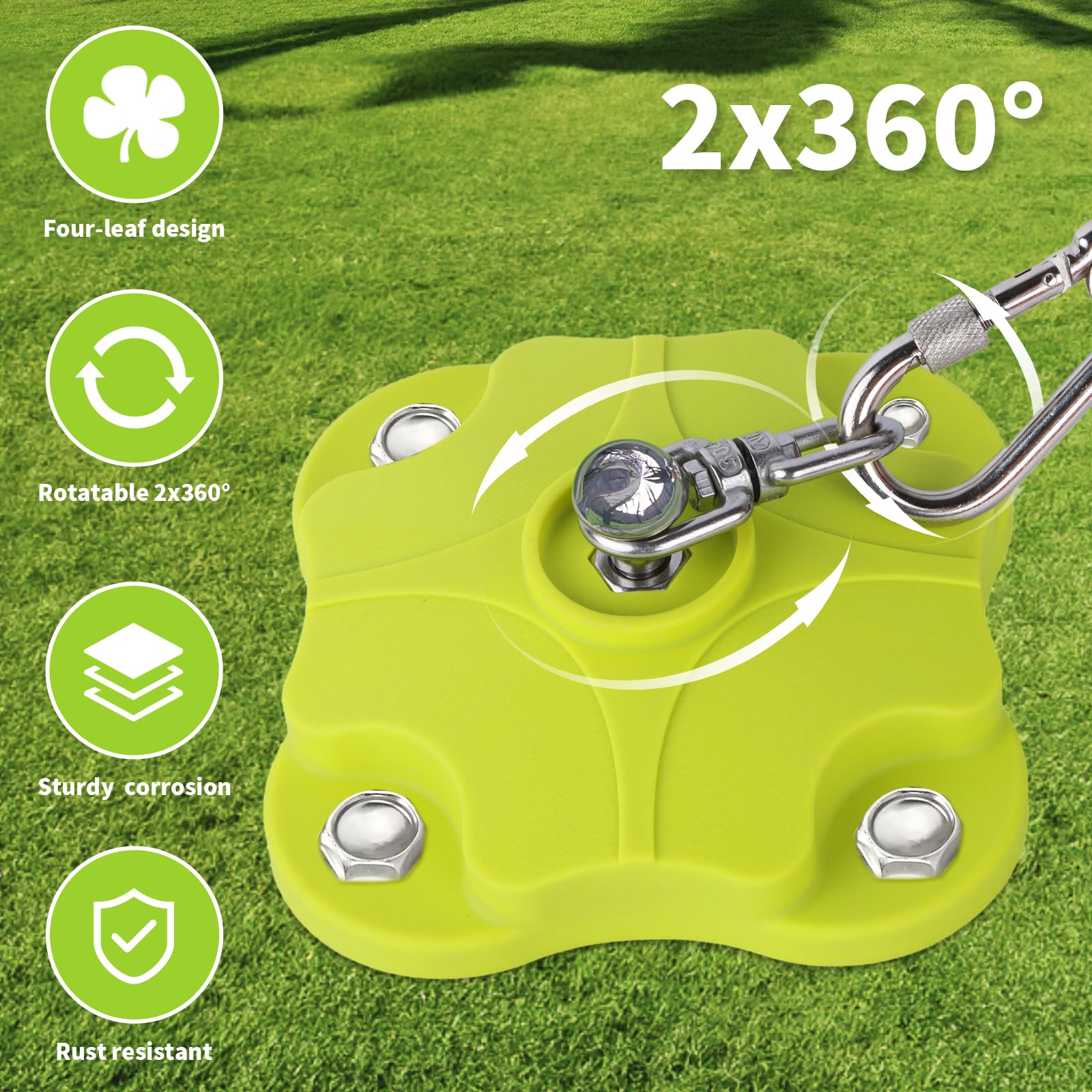 MOLANZ dual-360-swivels-closeup highlights tangle-free rotation for energetic dogs.