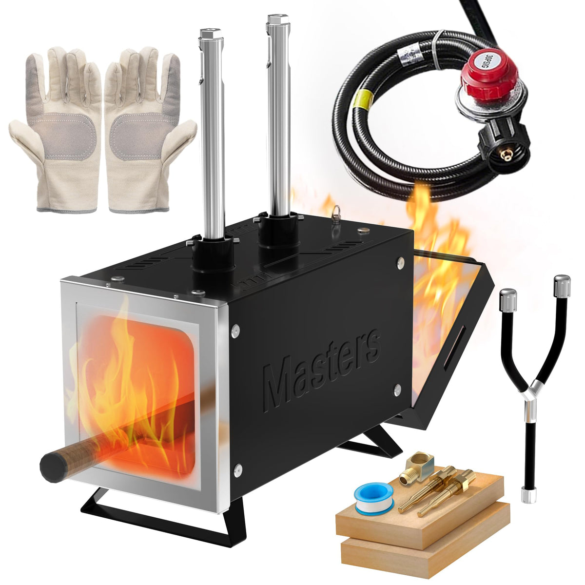 Molten Masters MMasters 2-Burner Forge base supports stable metalworking