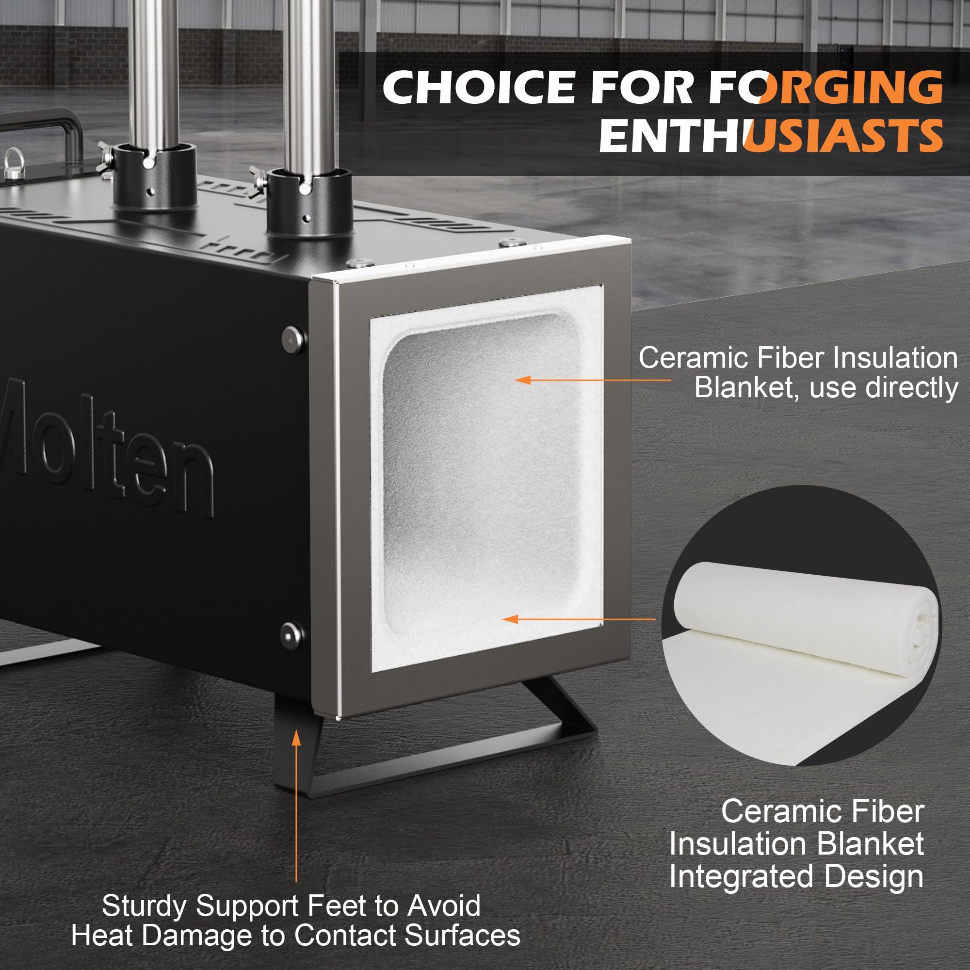 Molten Masters MMasters 2-Burner Forge internal refractory bricks for even heat
