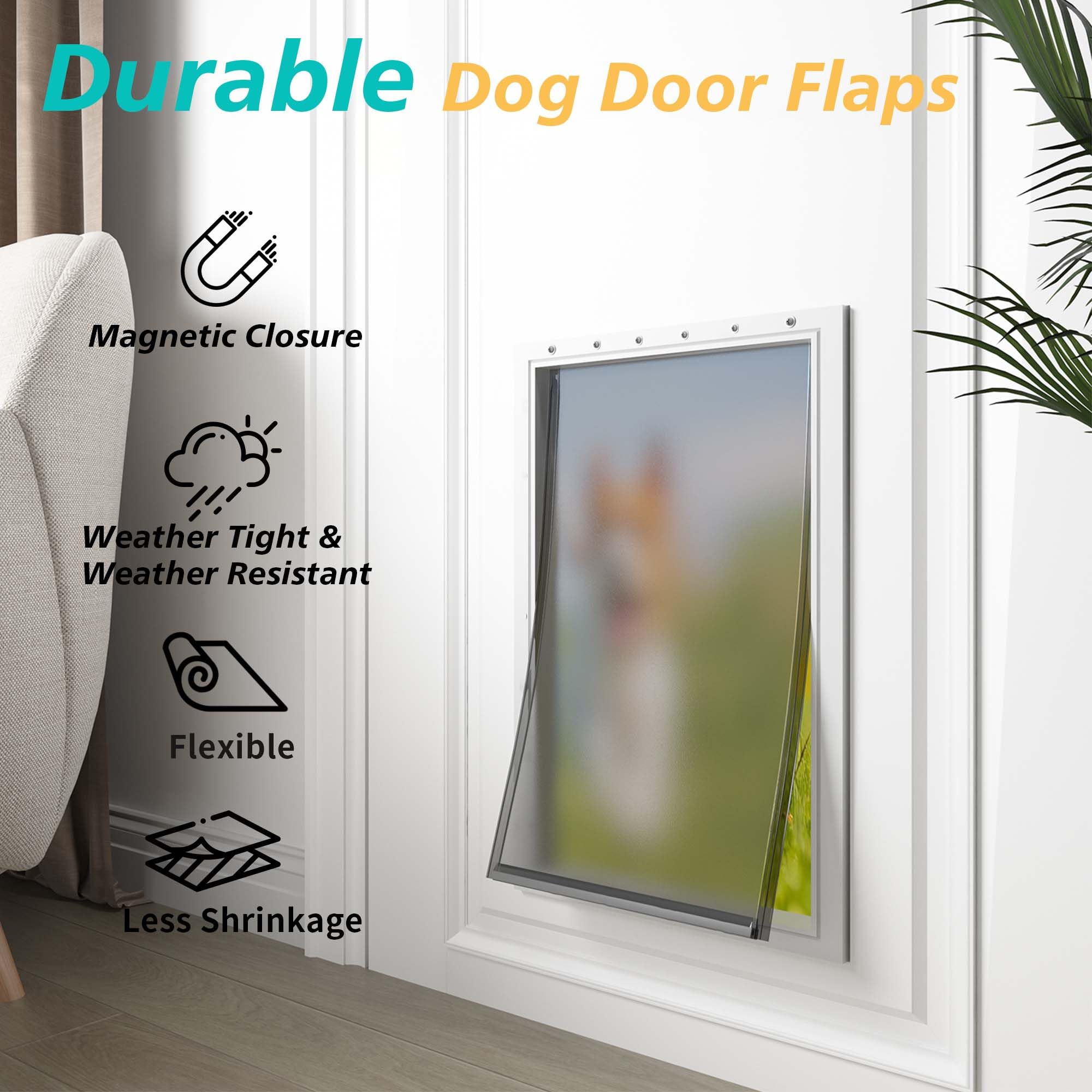 MOLYLY extra-large dog door opening demonstration highlights spacious pet passage.