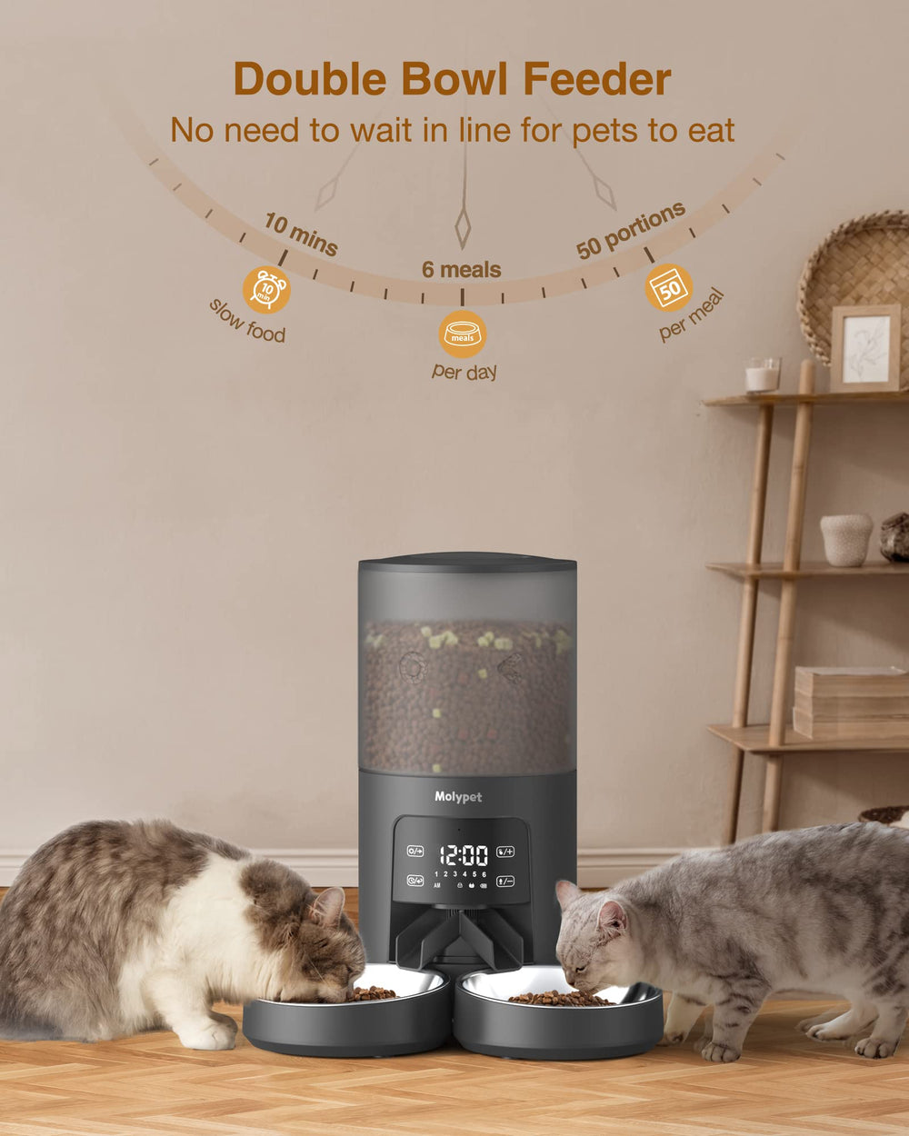 Molypet 6L capacity storage keeps meals fresh for busy households.