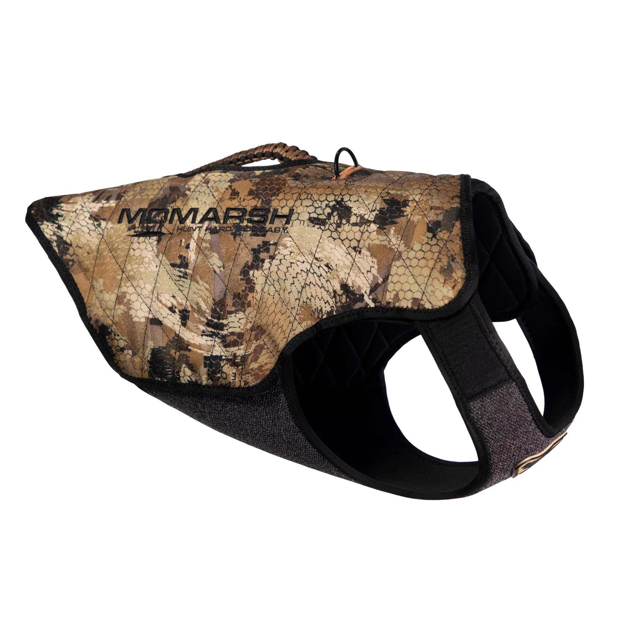 Momarsh Versa-Vest chest panel protection protects dog’s chest during retrieve.
