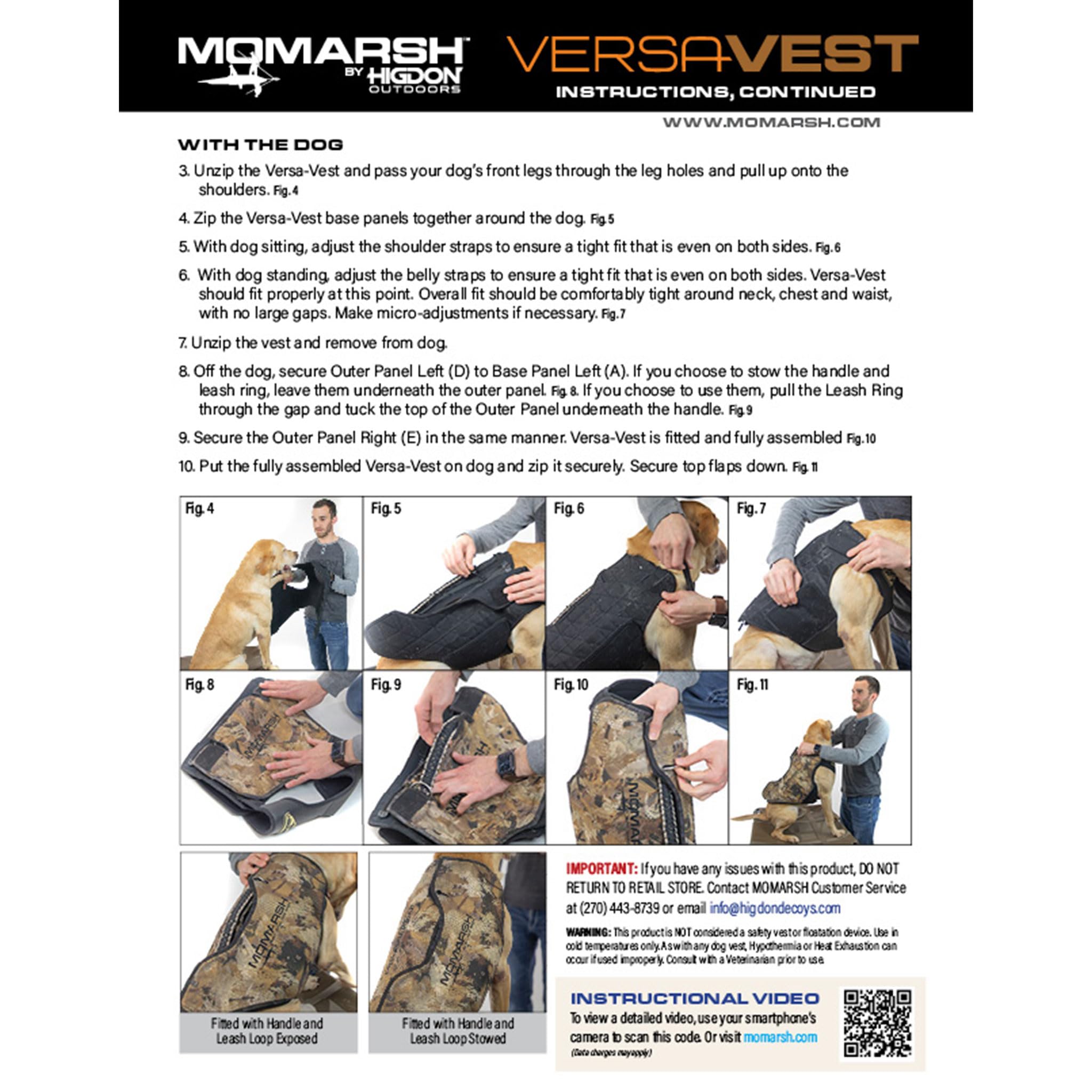Momarsh Versa-Vest on field-ready dog during training session.