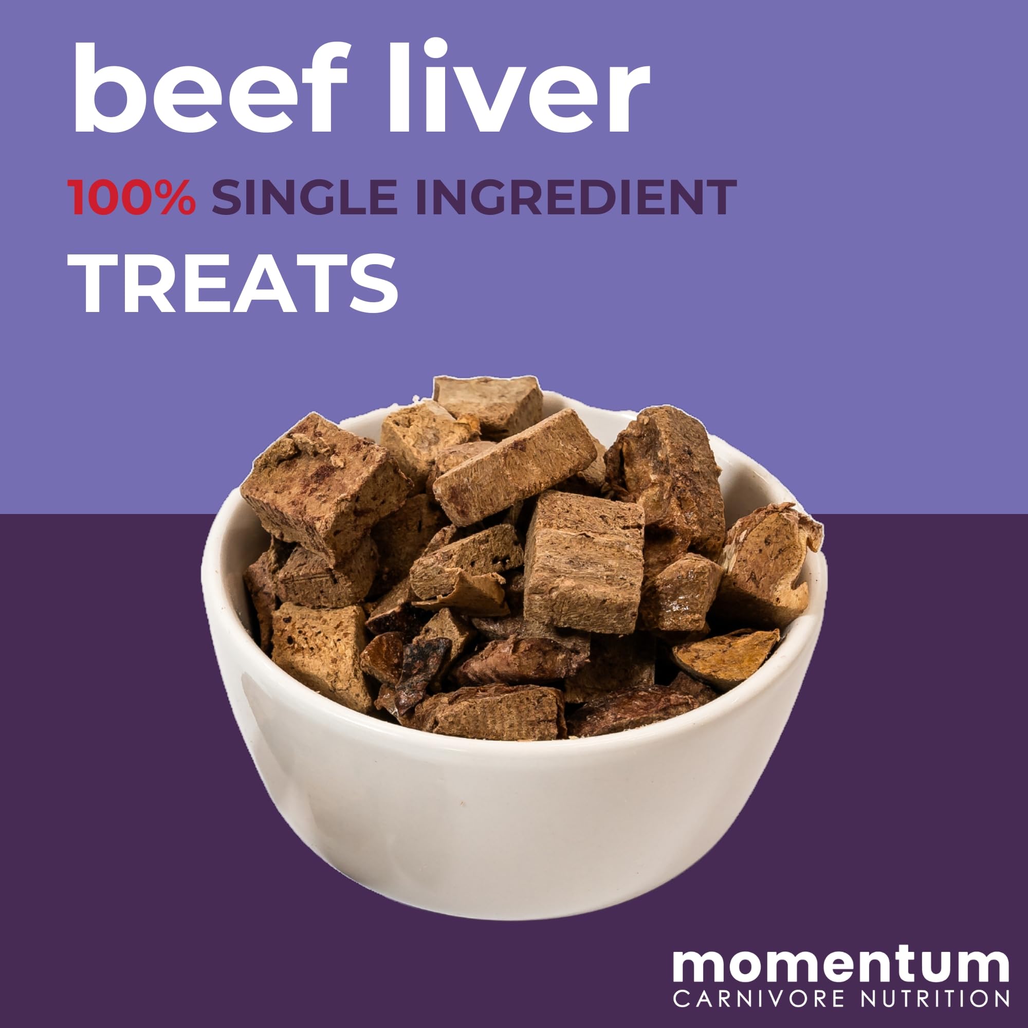 Momentum Carnivore Nutrition beef liver treats meal-topper crumble shows versatile nutrition over meals