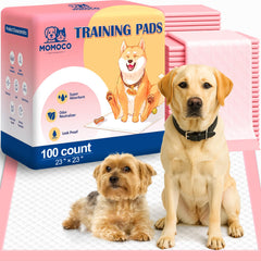 MoMoCo Puppy Pads packaging shows premium pink design for quick setup