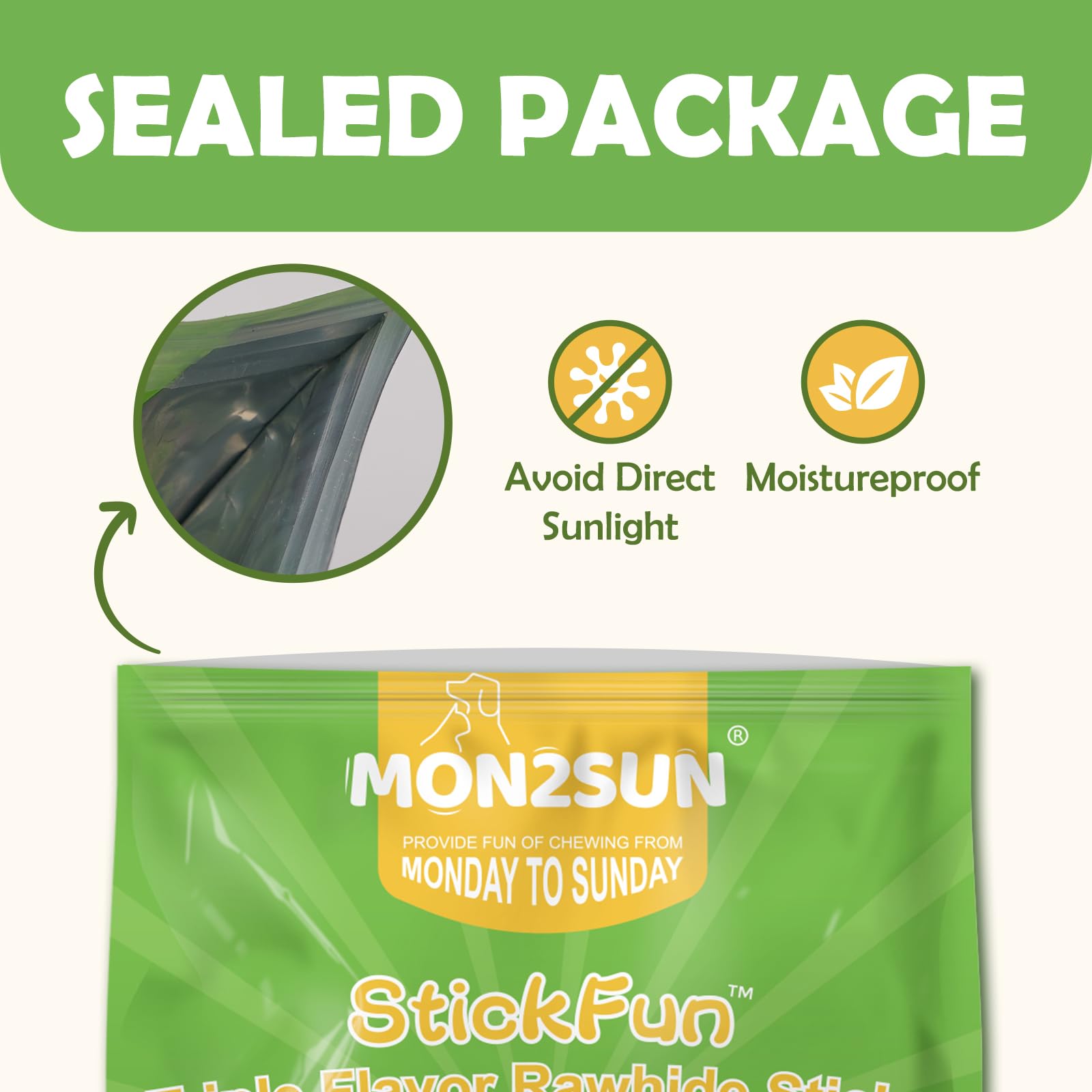 MON2SUN almacenamiento recomendado para mantener la calidad del snack.