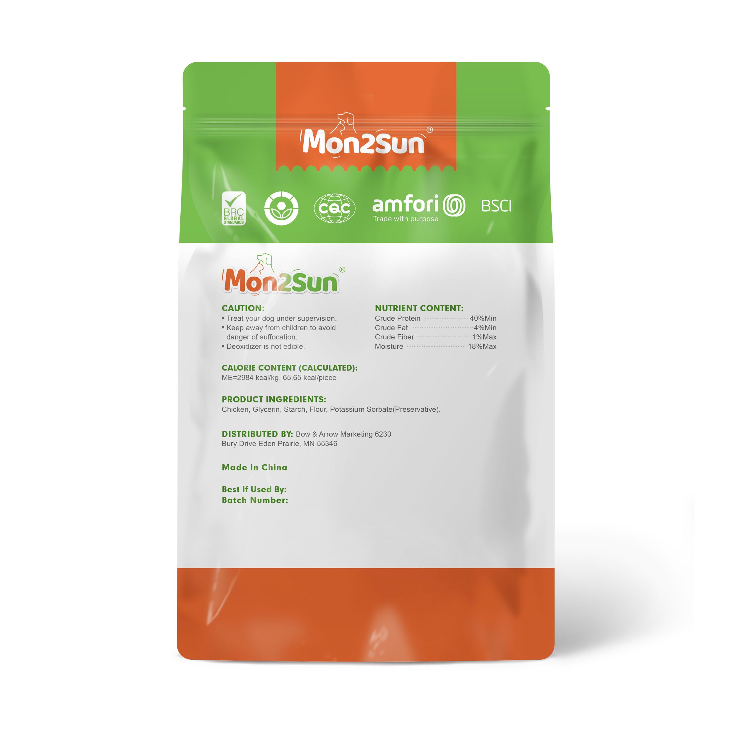 MON2SUN chicken jerky grain-free packaging image suggesting allergy-friendly option