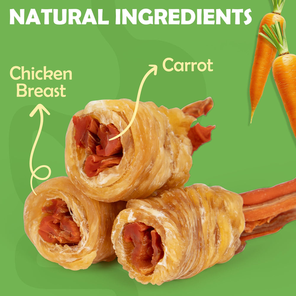 MON2SUN chicken-wrapped carrot snacks close-up showing real carrot center and protein bite.
