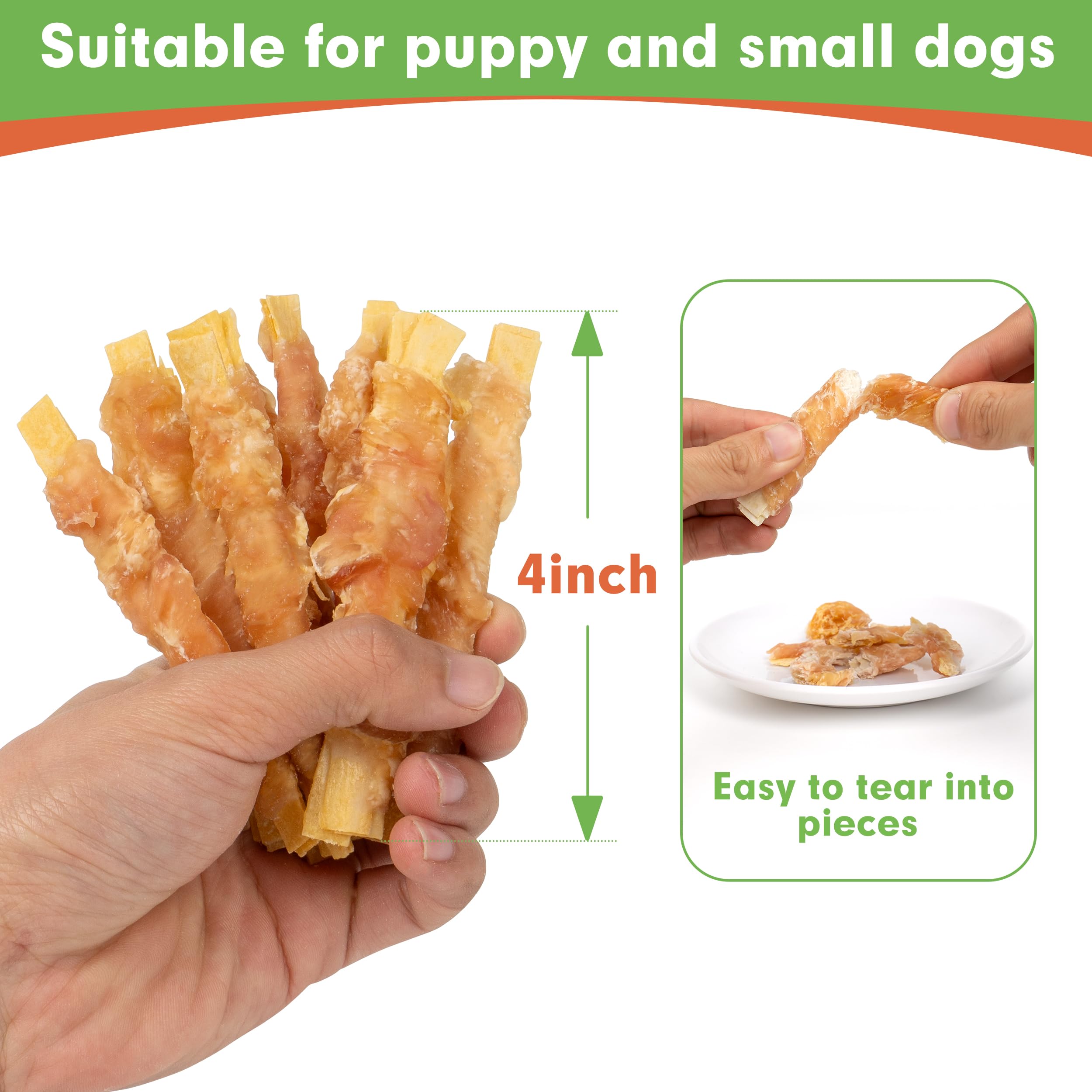 MON2SUN chicken-wrapped cod-fillet 4in treat close-up highlights protein-rich snack for small dogs