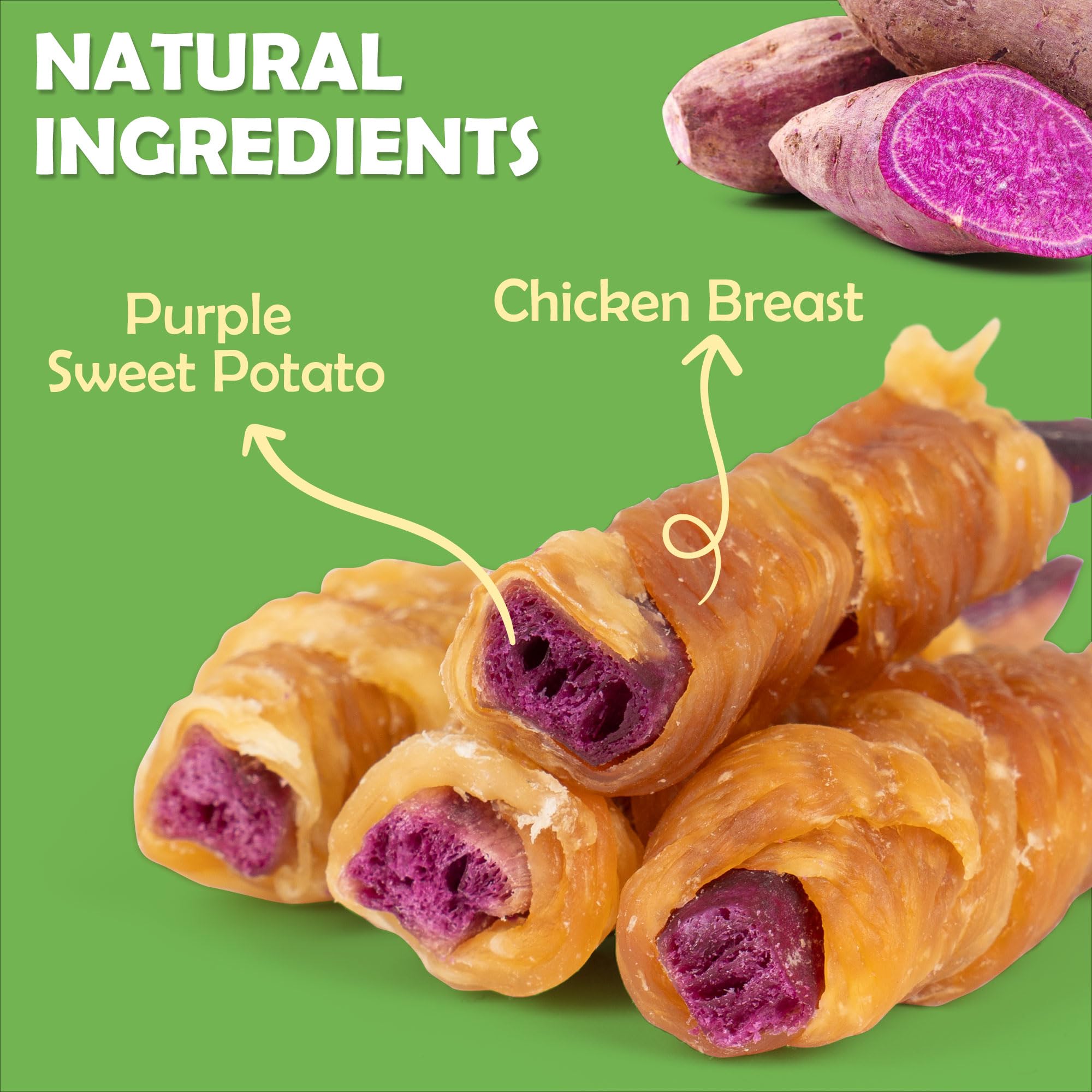 MON2SUN chicken-wrapped purple sweet potato snack close-up highlighting fiber