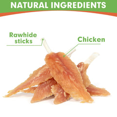 MON2SUN chicken wrapped rawhide stick for puppies, satisfying flavor and long chew.