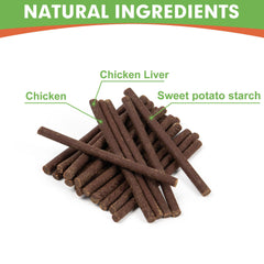 MON2SUN dog jerky sticks closeup shows soft texture ideal for sensitive teeth