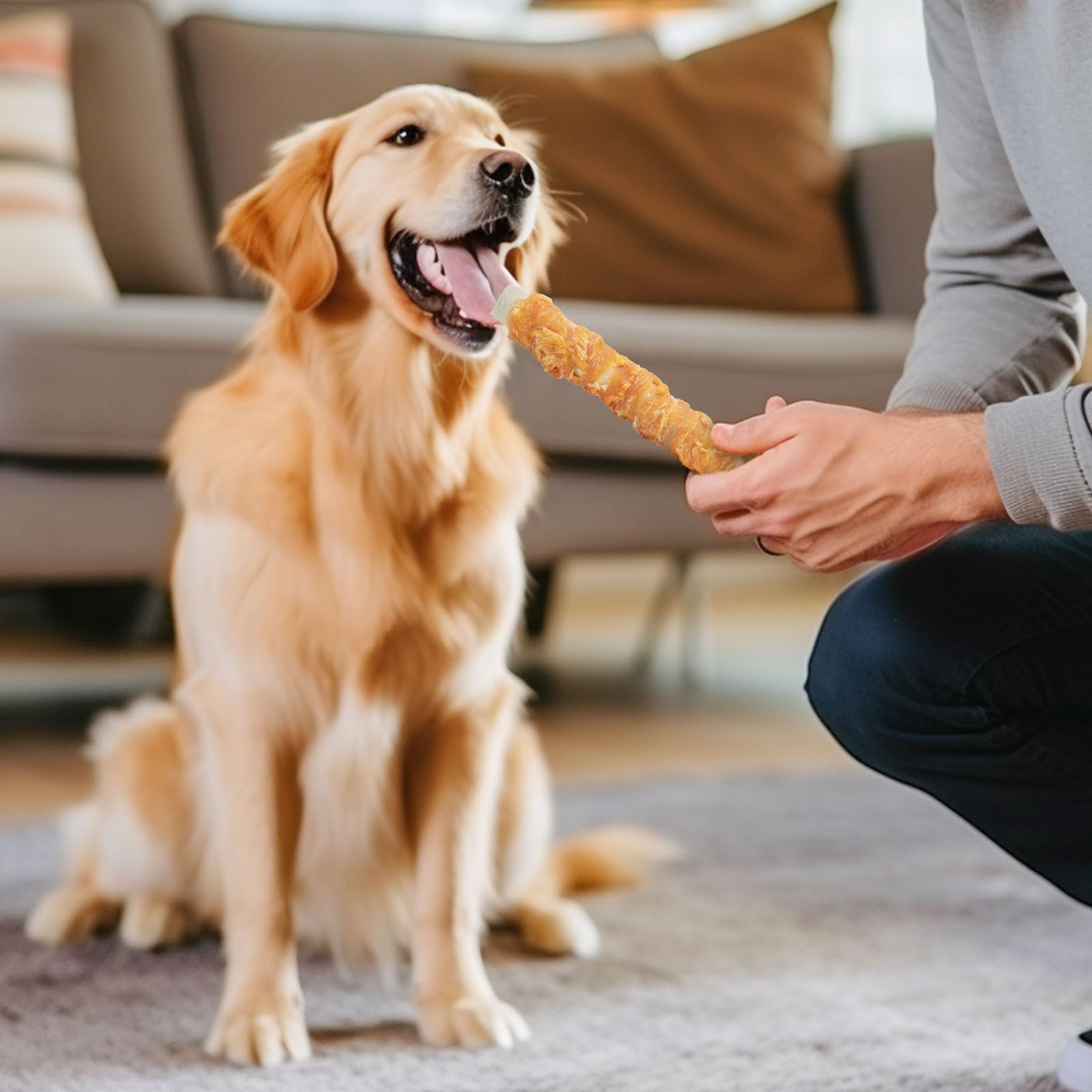 MON2SUN dog treats durability in-use — rugged chew that can stand up to medium and large dogs.