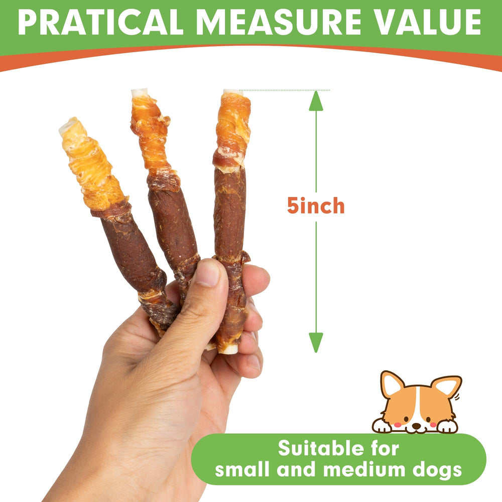 MON2SUN treats rawhide-wrapped piece details for chew-friendly dental care and fresh breath potential