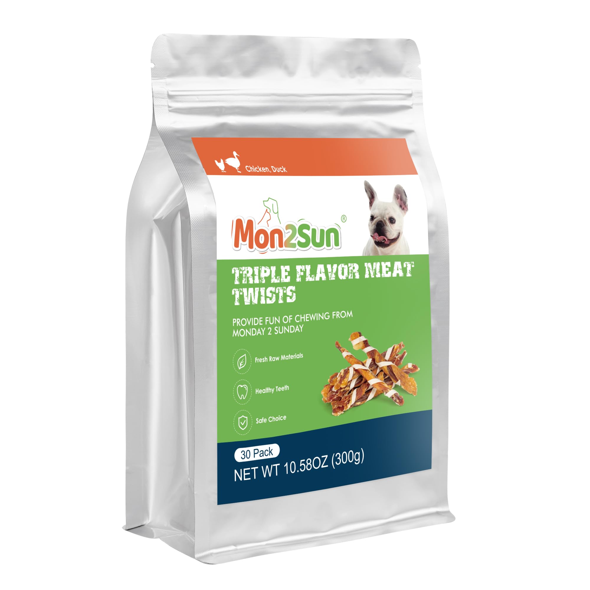 MON2SUN dog treats in pack, portable and long-lasting snack for at-home or travel routines.