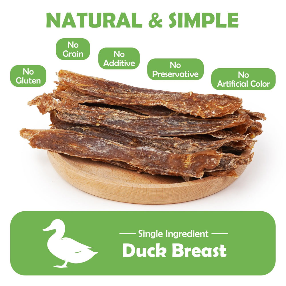 MON2SUN duck jerky close-up shows natural texture ideal for training rewards